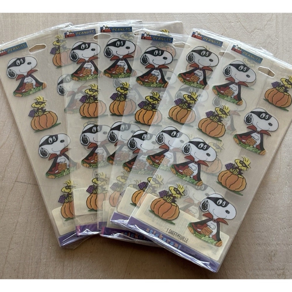 Vtg Stickeroni Stickers LOT of 6 Sheets Sealed Halloween Snoopy Woodstock